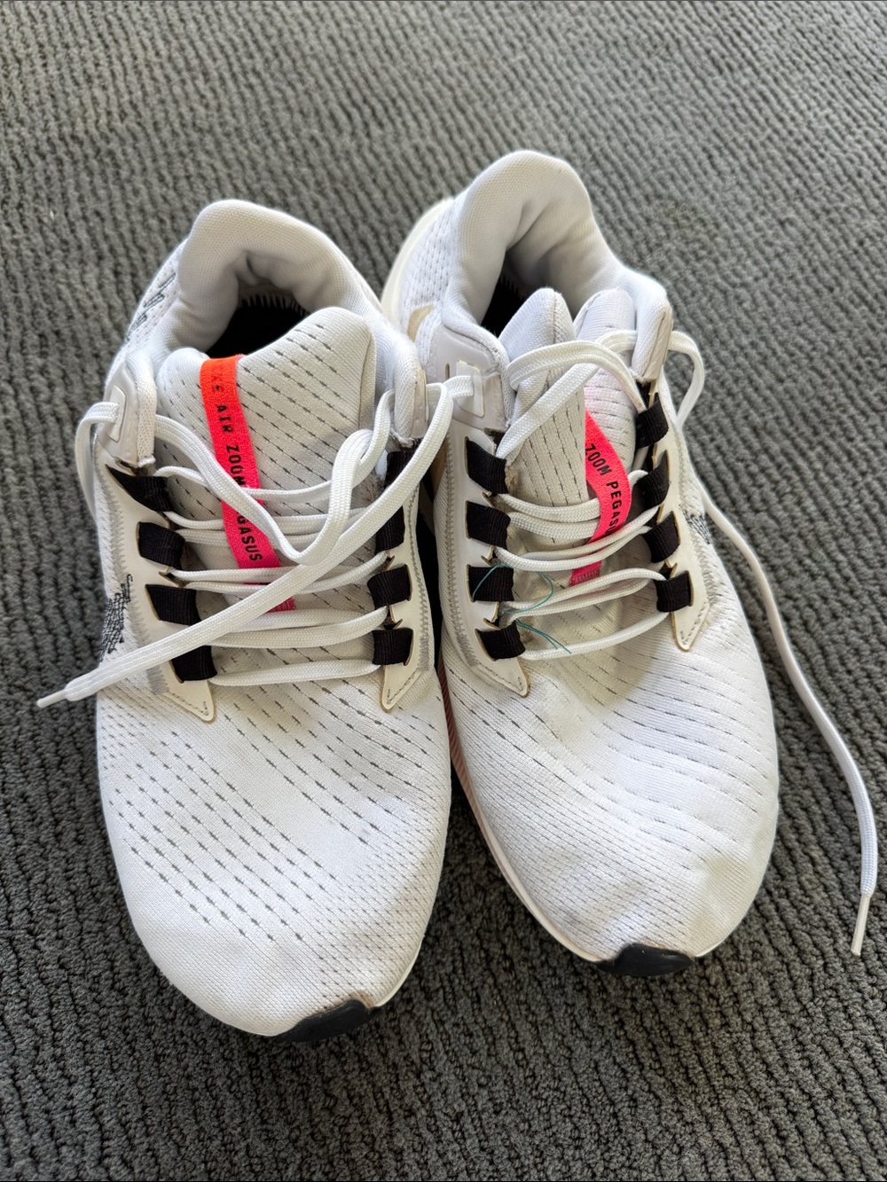 Nike White Athletic Runners with Neon Pink Tongue Tabs